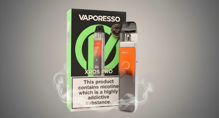 Vaporesso XROS Pro kit packaging and device available at your vape shop Tulsa for high-quality nicotine delivery.