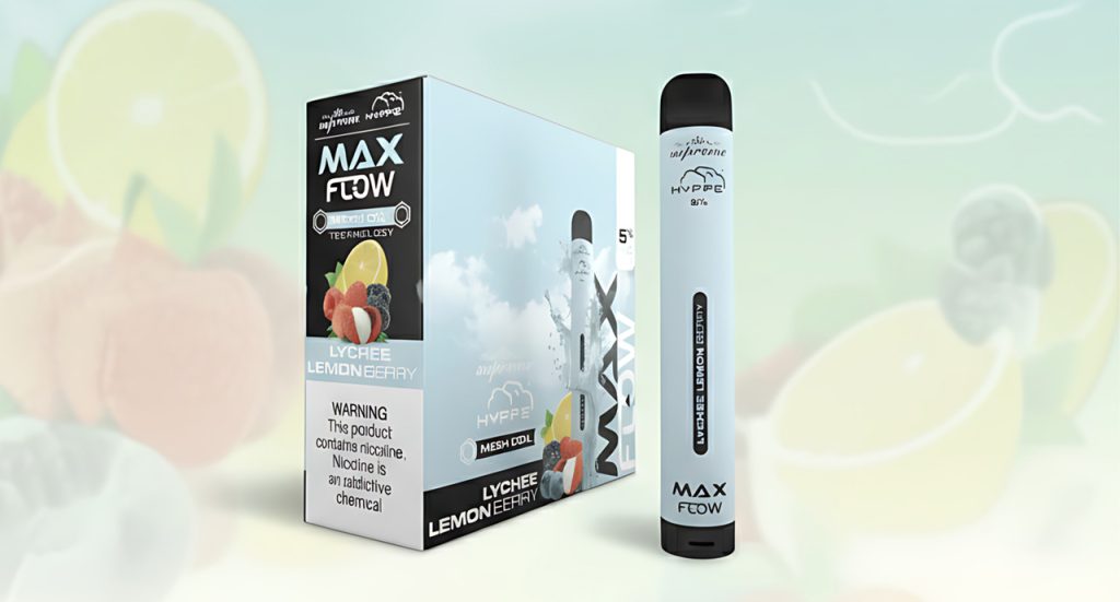Hyppe Max Flow Lychee Lemonberry vape pen with mesh coil technology and box packaging at a top-rated vape shop Tulsa.